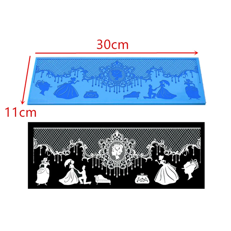 Aomily Lace Romantic Proposal Pattern Wedding Cake Silicone Beautiful Lace Fondant Mold Mousse Sugar Craft Icing Mat Pad Pastry