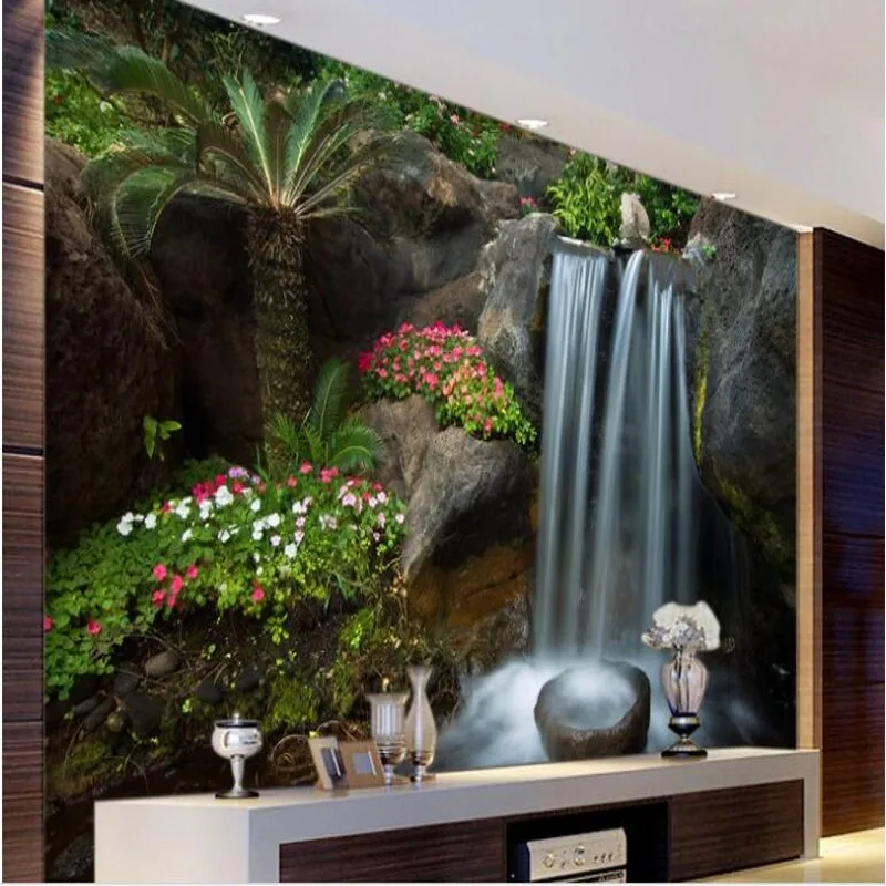 

wellyu Custom large - scale murals cornucopia waterfall water health financial rockery garden wall wallpaper papel de parede