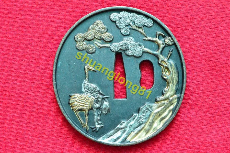 High Quality Fitting Guard Tsuba For Japanese Sword Samurai Katana Broadsword W Crane