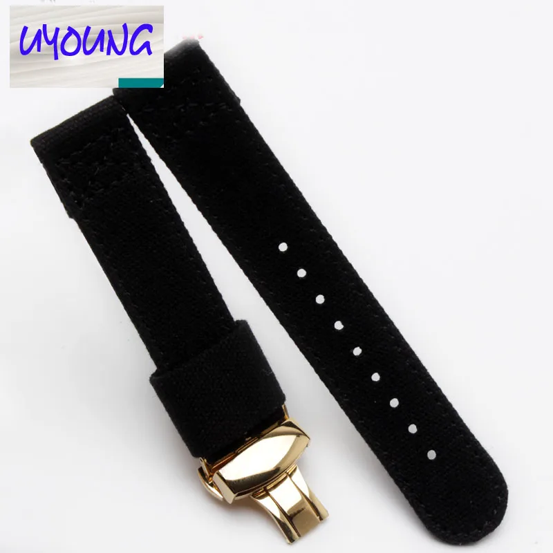 HENGRC Watch Band Outdoor Sports Nylon Strap 18 20 22 mm Handmade Canvas Watchband Steel Metal Needle Buckle strap