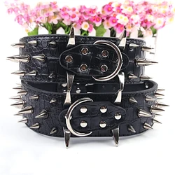 High Quality PU Leather Black Dog Collars Cool Spiked & Studded Pet Dog Collar For Medium Large Dogs Pitbulls Mastiff Bully 089