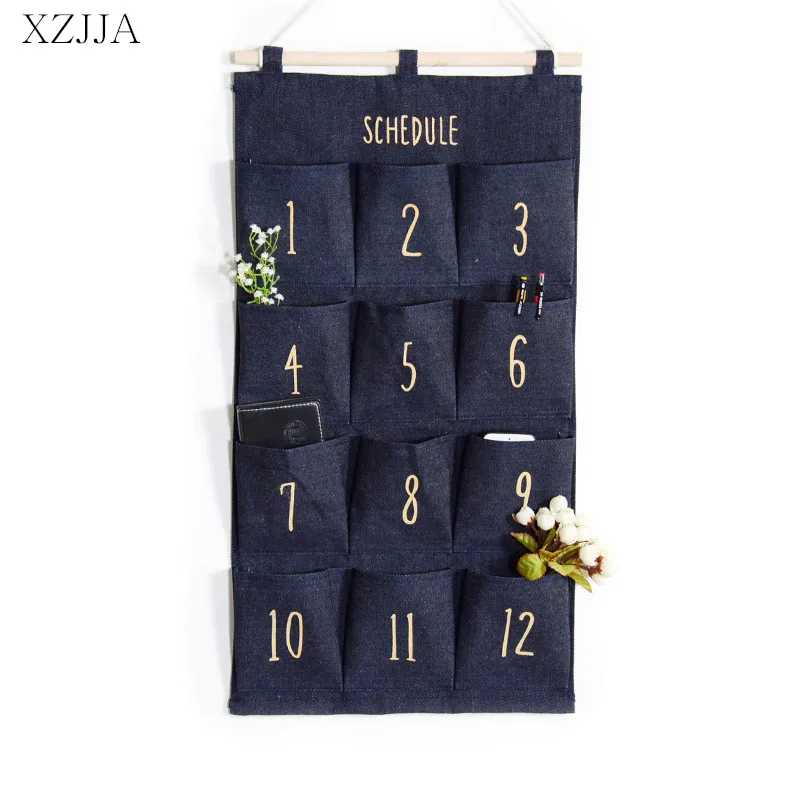 XZJJA Simplicity Numeral Hanging Bag Kitchen Bathroom Sundries Storage Bag Linen Wall Door Wardrobe Toys Hang Case Organizer