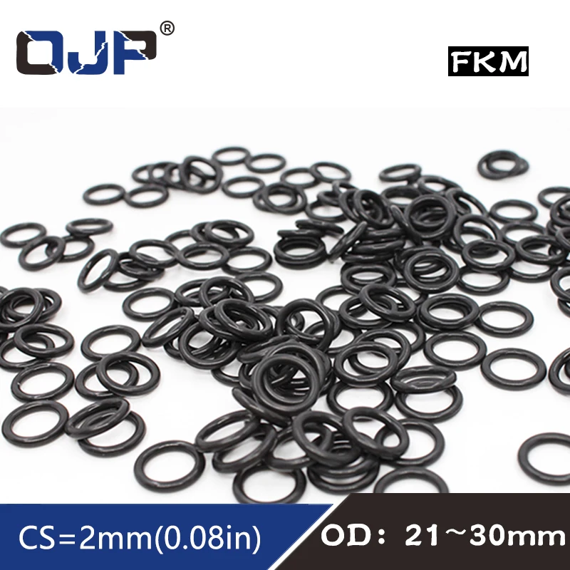 5PCS  Fluorine rubber Ring Black FKM O-ring Seal OD21/22/23/24/25/26/27/28/29/30*2mm O Ring Seal Oil Fuel Gasket Sealing Washer