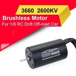 3660 2600KV 3300KV Brushless Sensorless Waterproof Motor 4 Pole 3.175mm For 1/8 RC Drift Racing Off-road Car Truck
