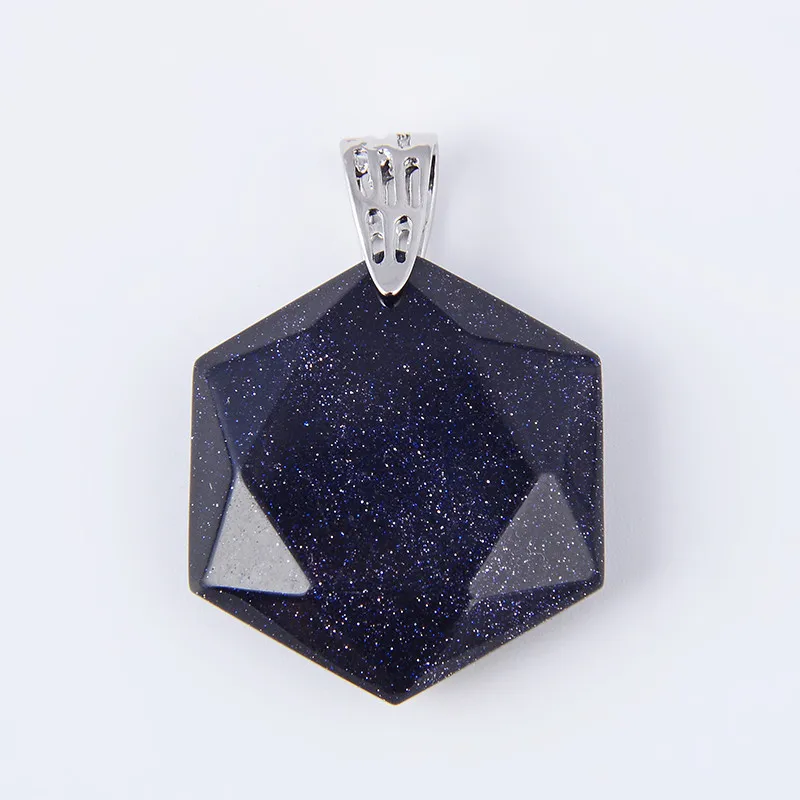 Fashion Blue Sand Pink Crystal Natural Stone Six-Pointed Star Pendant for Women Men Necklace Charms Lucky Love European Jewelry