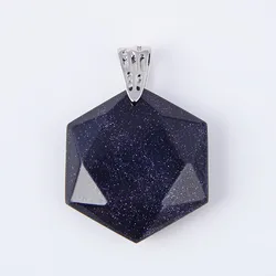 Fashion Blue Sand Pink Crystal Natural Stone Six-Pointed Star Pendant for Women Men Necklace Charms Lucky Love European Jewelry