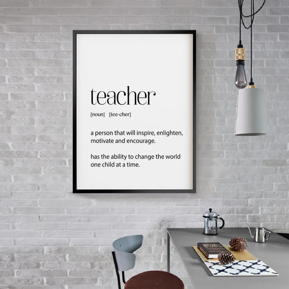 Minimalist Teacher Gifts Definition Appreciation Quotes Poster Prints Wall Art Canvas Painting Pictures School Office Home Decor