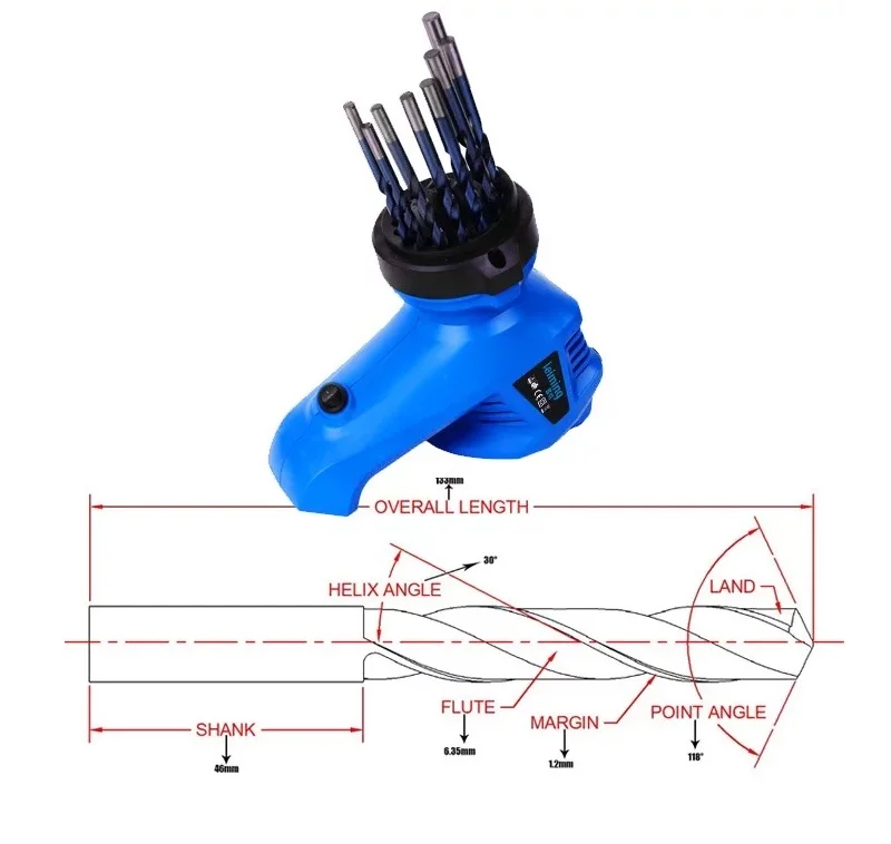 Imagem -04 - Máquina de Afiar Broca Elétrica Bits Fáceis Rebolo para Iniciantes Novo 230v Tamanho 312 mm