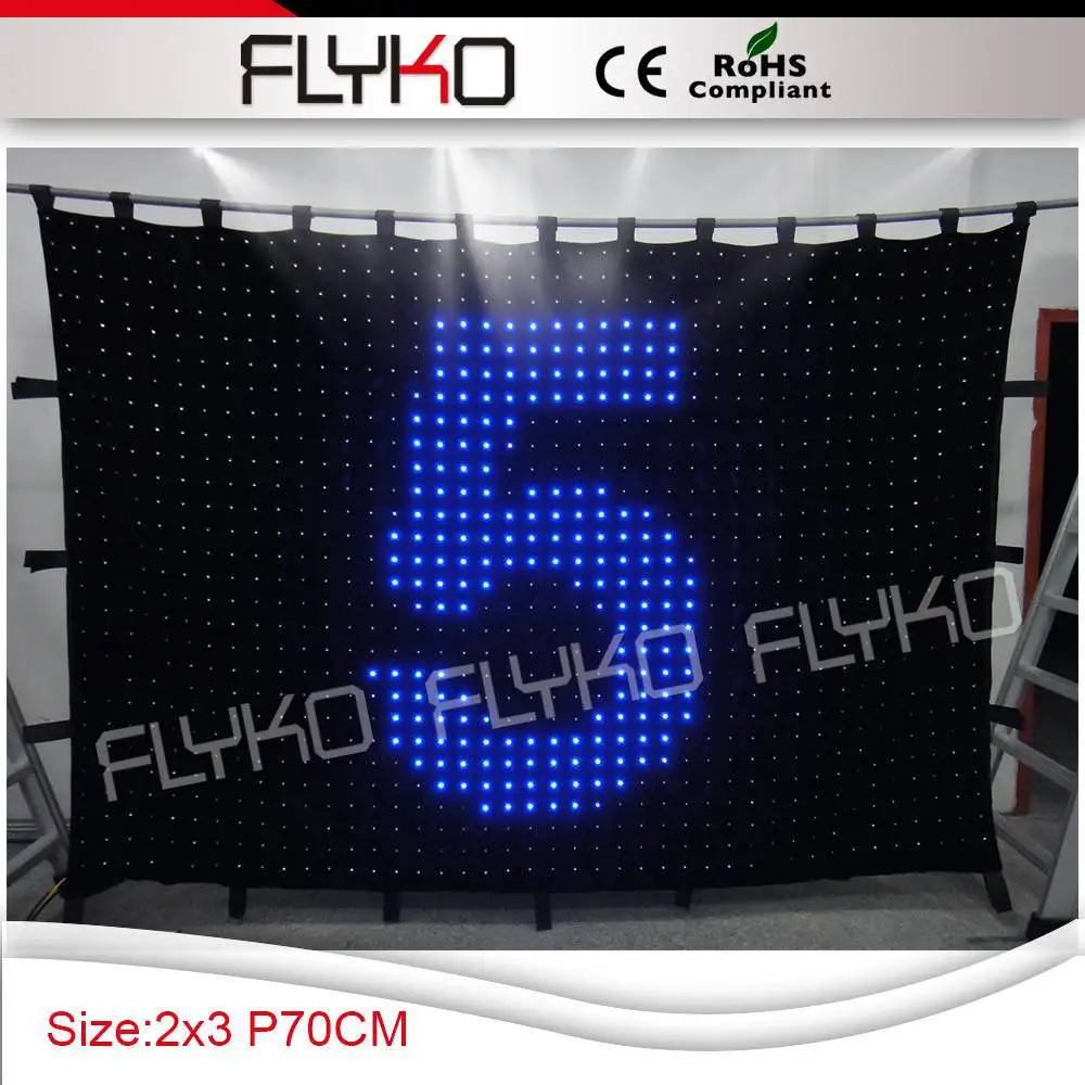 Free shipping P7CM 2X3M led curtain stage party decoration with curtains