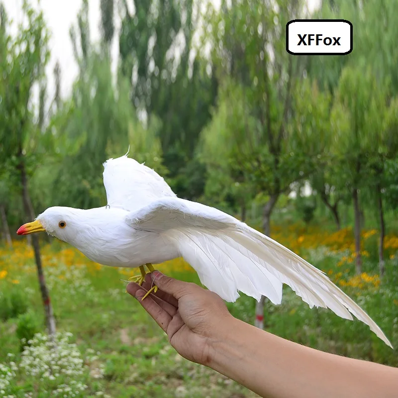 

real life wings seagull model foam&feather simulation white seagull bird doll gift about 30x50cm xf0945