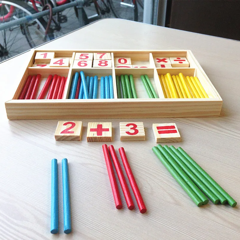 Houten speelgoed voor kinderen Educatief wiskundespeelgoed Voorschoolse vroege leren Speelgoed Kind Houten spel Familiespellen Wiskunde Verlichting Sticks