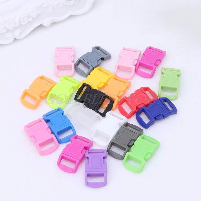 20pcs/lot Curved Side Release Plastic Buckle For Paracord Bracelet Mixed Color Drop Shipping