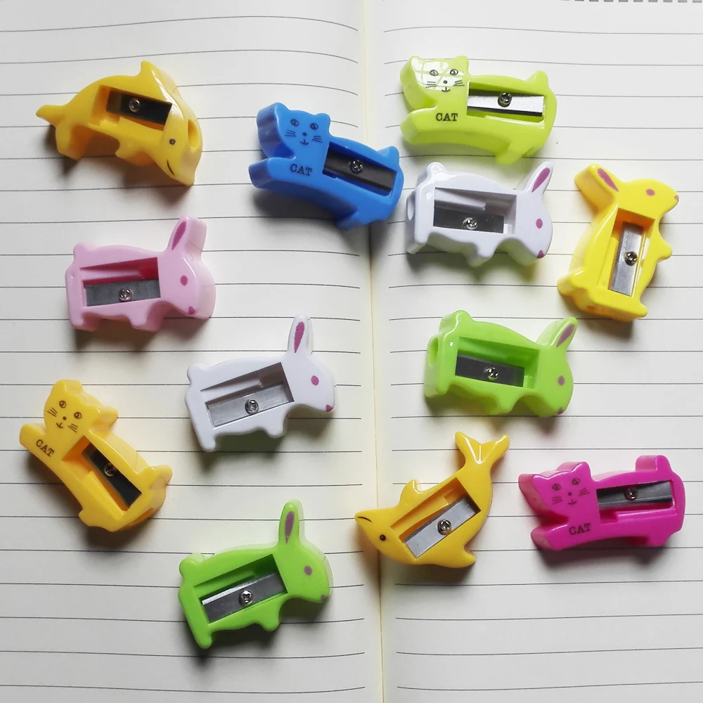 18pcs Cute Mini Cartoon Shape Novelty Pencil Sharpener School Supplies 8 designs Guitar,cat, aircraft ,animal ,dolphin,Apple