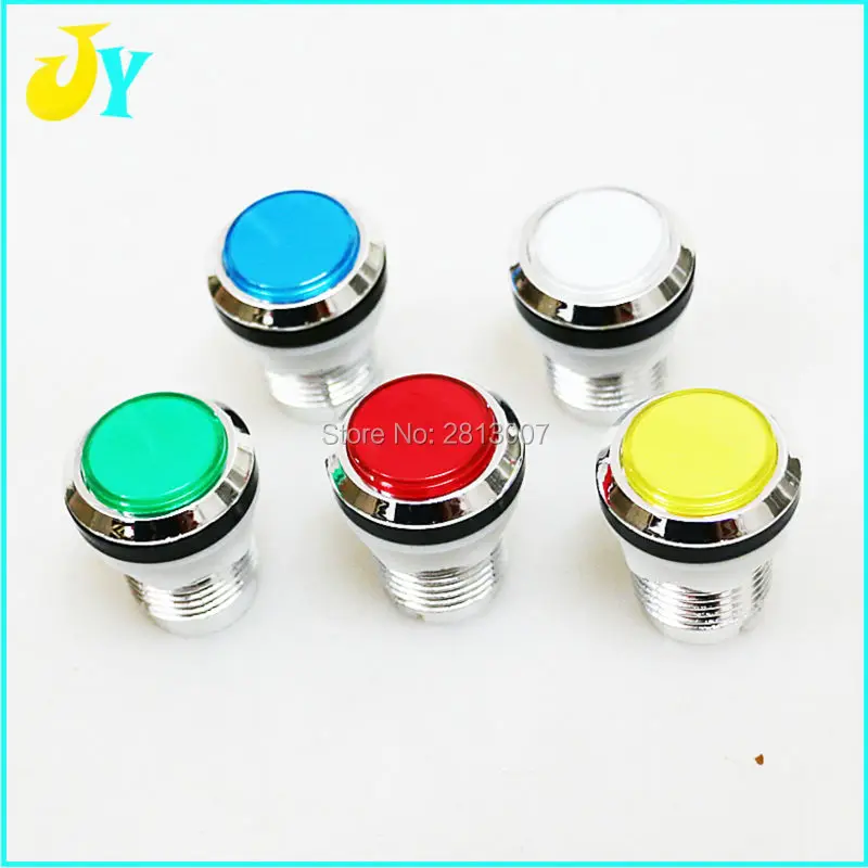 1PCS CHROME Plated illuminated arcade push button 5V 12v LED Arcade Start Push Button with micro switch 1P 2P START CREDIT PAUSE