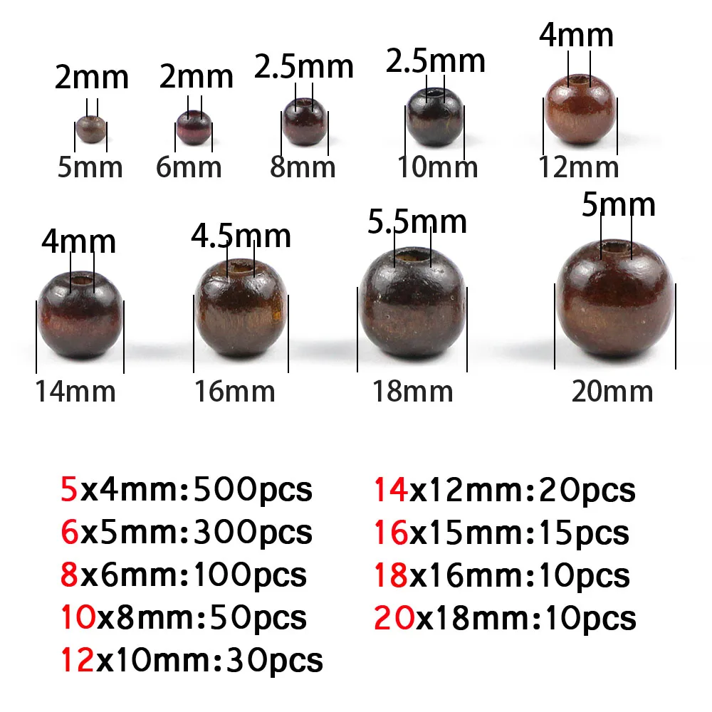 Brown Wooden Beads 10~500pcs 5/6/8/10/12MM Natural wood Eco-Friendly Flat Round Loose Beads For Jewelry Bracelets Making DIY