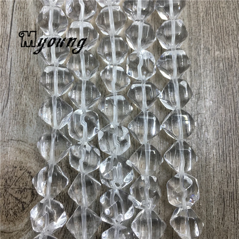 2Strands Faceted Natural White Crystal Clear Quartz Cutting Nugget Beads MY1738