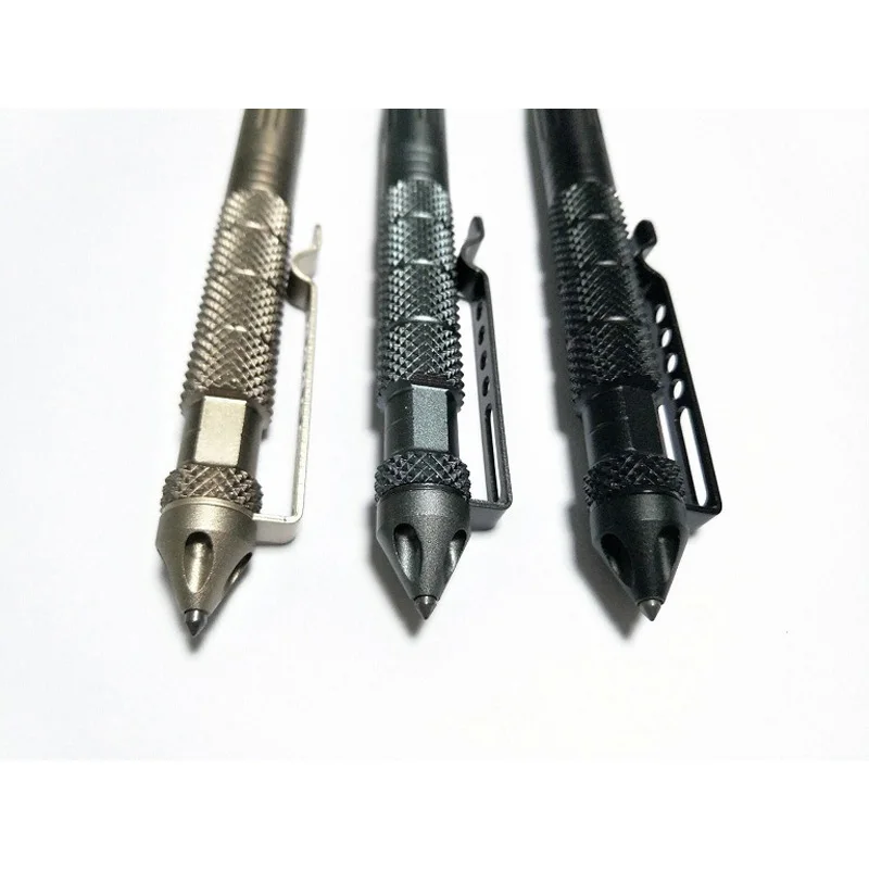 Cool  Metal Ballpoint Pen Aviation Aluminum Alloy Anti-slip Self Defense Tactical Pen Multi-functional Tools Pen Black Ink