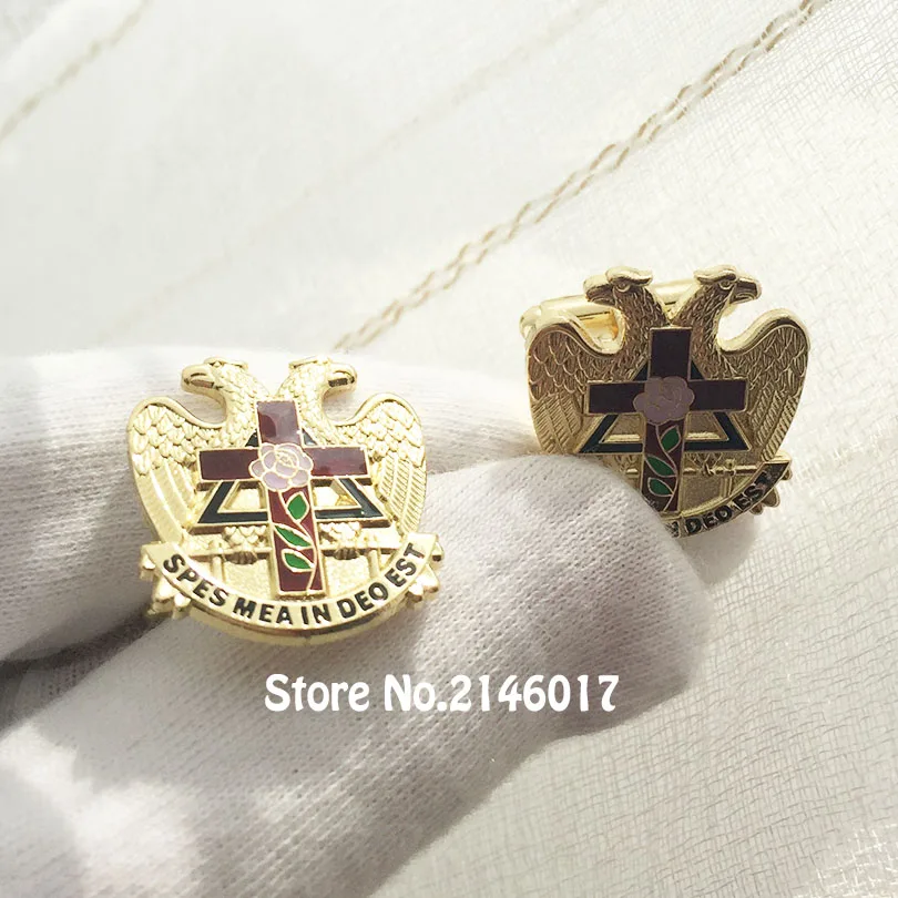 Free Masons Scottish Rite Rose Eagle Cuff Links Sleeve Button Lapel Pins Croix Cross 32 Degree Masonic Masonry Cufflink Swan