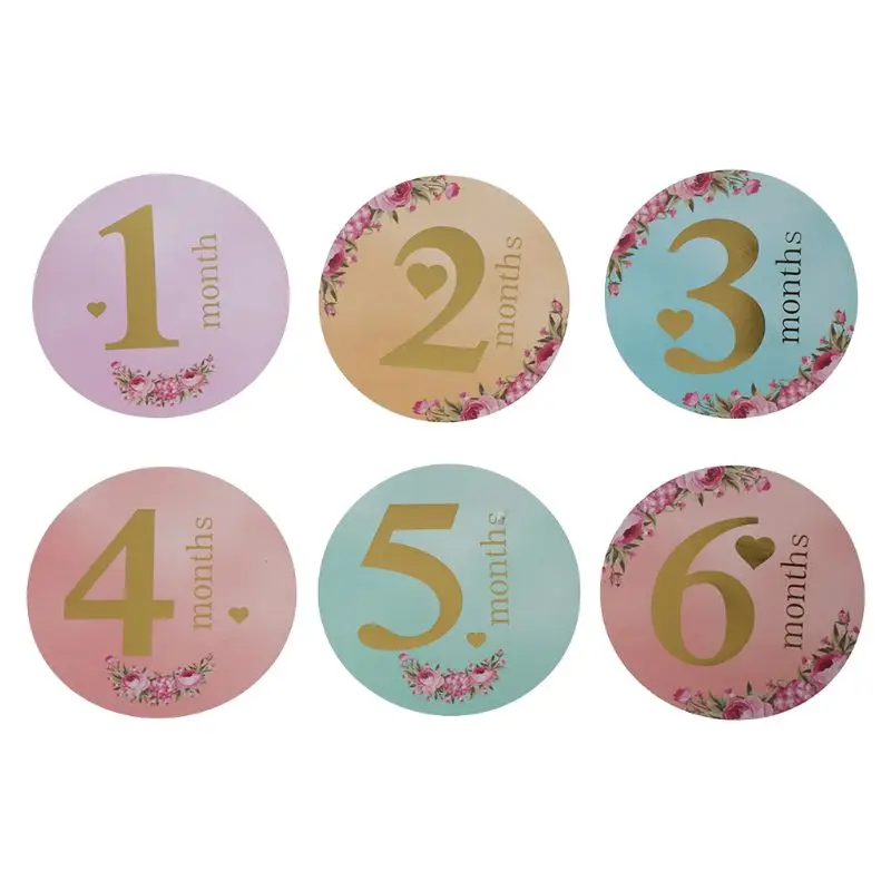 12 Pcs Month Sticker Baby Photography Milestone Memorial Monthly Newborn Kids Commemorative Card Number Photo Props Accessories