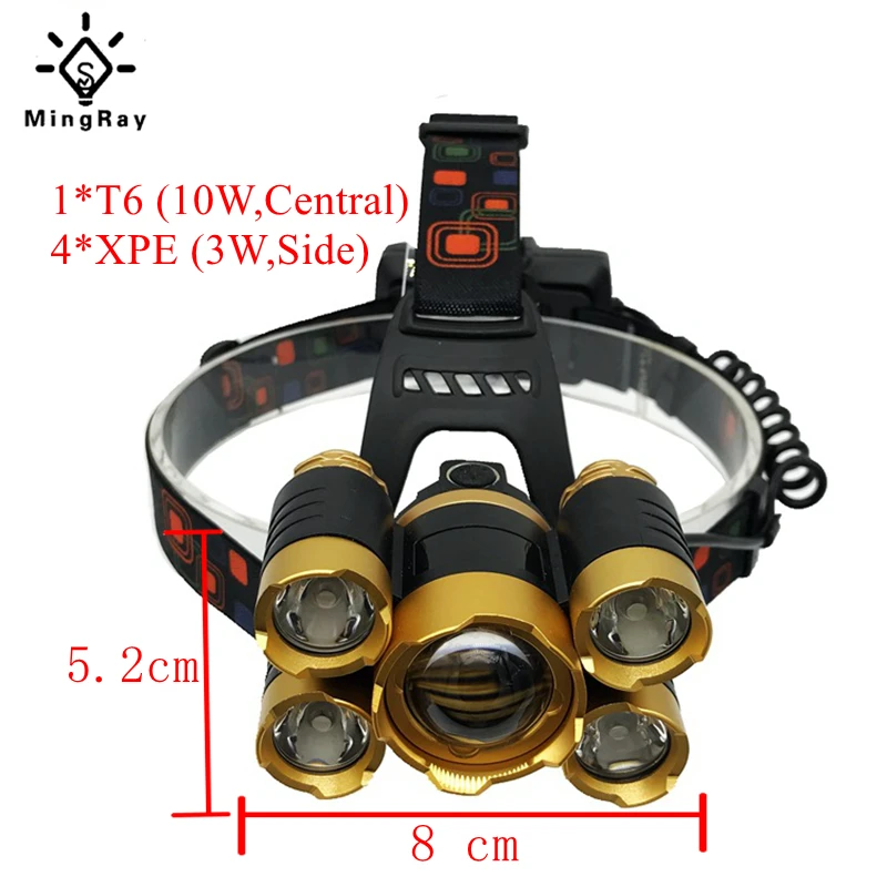 MingRay 50000LM USB Rechargeable headlamp T6 10W LED ZOOM High Power cheap head lamp fishing camping headlight stroble light