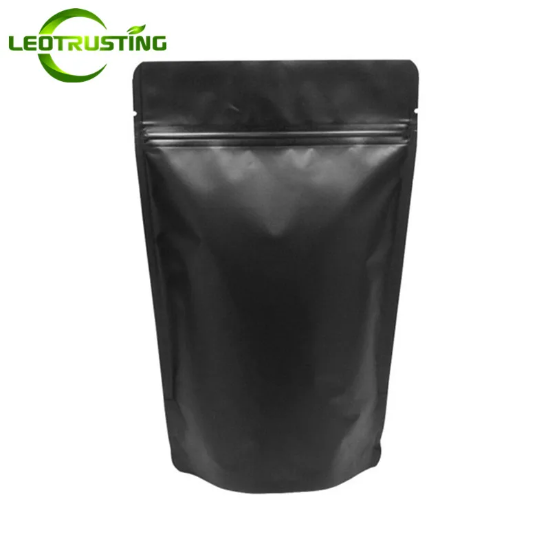 Bolsa Ziplock de papel de aluminio negro mate, 50 Uds., Doypack, granos de café, especias, aperitivos, azúcar, carne, regalos de boda, bolsas de embalaje