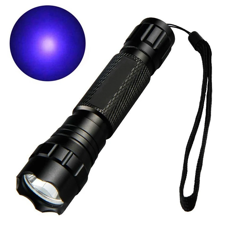 

PANYUE 20PCS LED UV Flashlight Torch Light 395nm Ultra Violet Light Blacklight UV Lamp Torch 18650 Battery For Detection