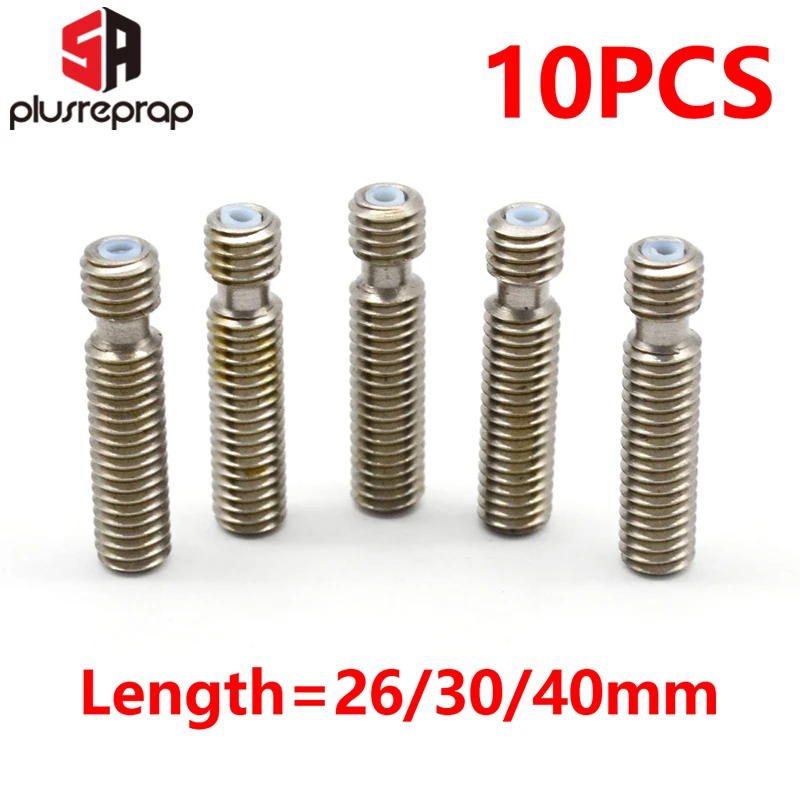 10PCS M6 26mm 30mm 40mm M6*26 M6*30 M6*40 Nozzle Throat with PTFE Tube for 1.75mm Filament 3D Printer MK8 Extruder