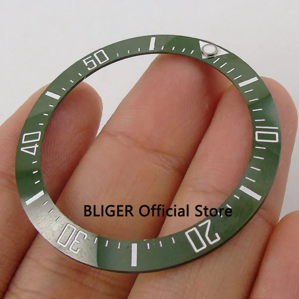 High quality 39.7mm green ceramic bezel white marks watch bezel insert fit SEA Men\'s Watch BB22