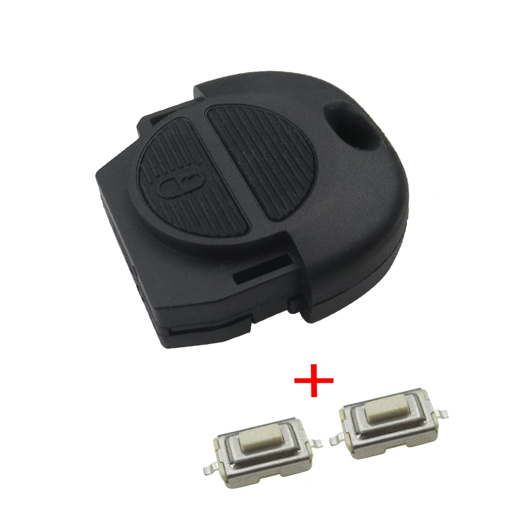 OkeyTech for Nissan Key Shell 2 Button Replacement Auto Car Case Fob with 2 Micro Switch for Nissan Micra Almera Primera X-Trail