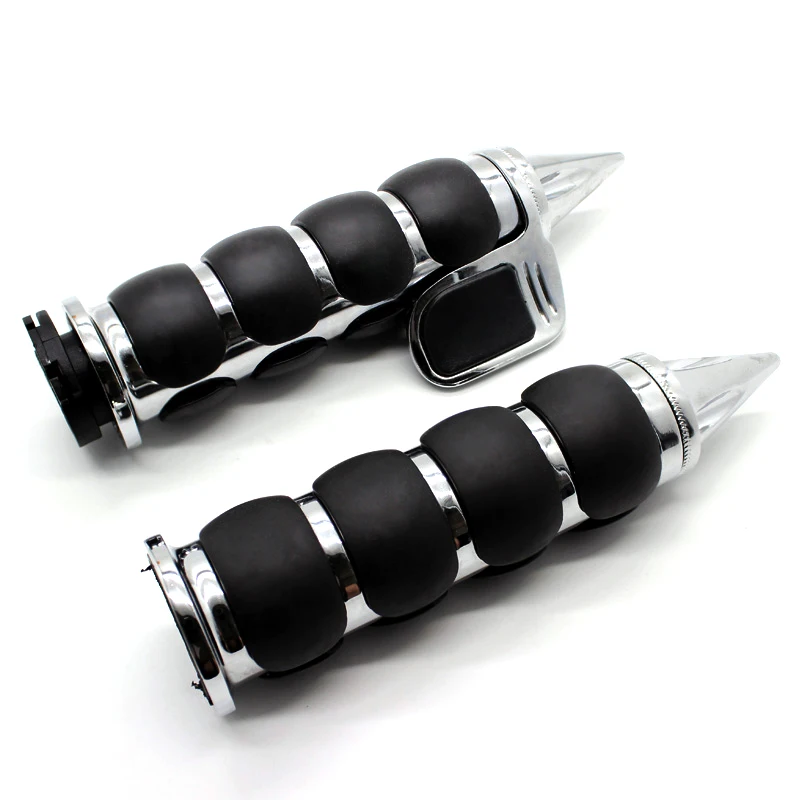 Nuoxintr 25mm Motorcycle Chrome Black Sharp Handle Bar Hand Grips for Harley Honda Shadow VT VTX1300 1800 Yamaha Suzuki Kawasaki