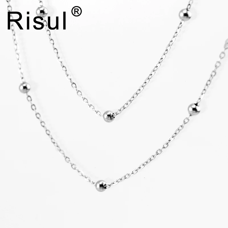 sell in 5 Meters Stainless steel  1.2mm Women silver color Rolo Chain thin Necklace chain with space ball no clasp chains