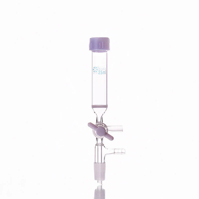 

Peptide solid phase synthesis tube,Capacity 25ml,Joint 19/26,Threaded mouth 25mm,With PTFE switch valve and sand core board