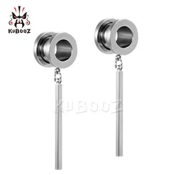 Kubooz piercing screw back tunnels ear piercing dangle earring plugs body jewelry stainless steel ear gauges pair jewelry 00g