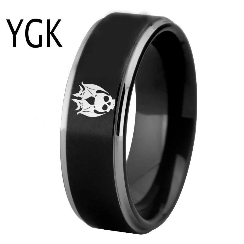 

Skull Bat Halloween Design Ring Women Wedding Ring Engagement Rings for men Tungsten Carbide Matte Black Silver Party Ring