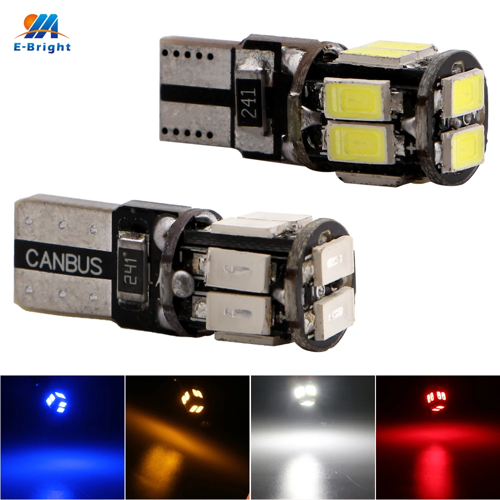 YM E-Bright 100PCS T10 W5W led Canbus 194 168 5630 10 SMD No Error wedge Auto Led White Blue Red Yelllow 300LM 2W Car Styling