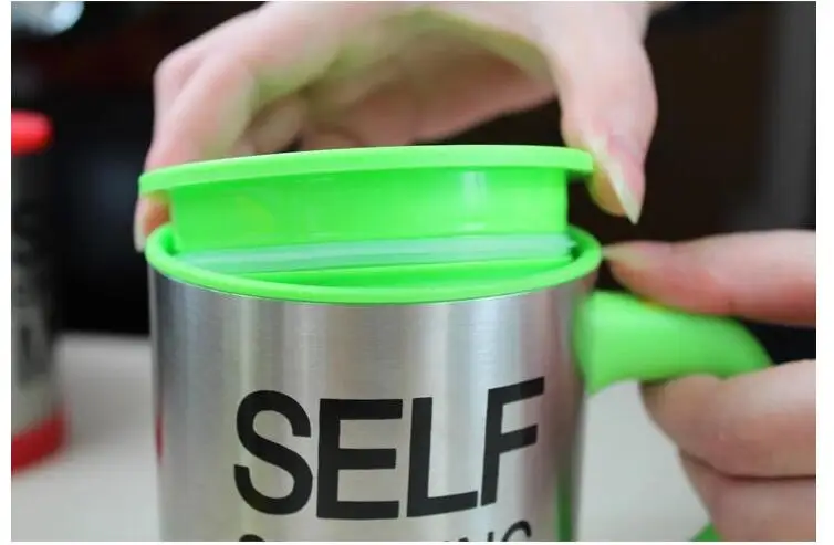 5 색 게으른 tazas 자기 교반 머그잔 커피 컵 스마트 스테인레스 스틸 머그잔 copos inox tea cup 썸네일 4