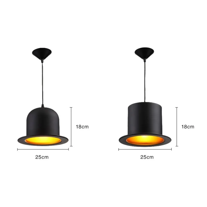 Imagem -02 - Bdbqbl Retro Chapéus Pingente Lâmpada de Alumínio Cavalheiro Chapéu Superior Led Pingente Luzes ac 90260v Hanglamp para Sala de Jantar Quartos