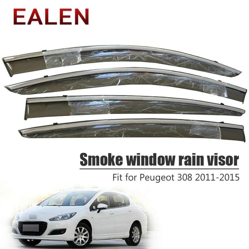 

EALEN For Peugeot 308 2011 2012 2013 2014 2015 Styling Vent Sun Deflectors Guard Accessories 4Pcs/1Set Smoke Window Rain Visor