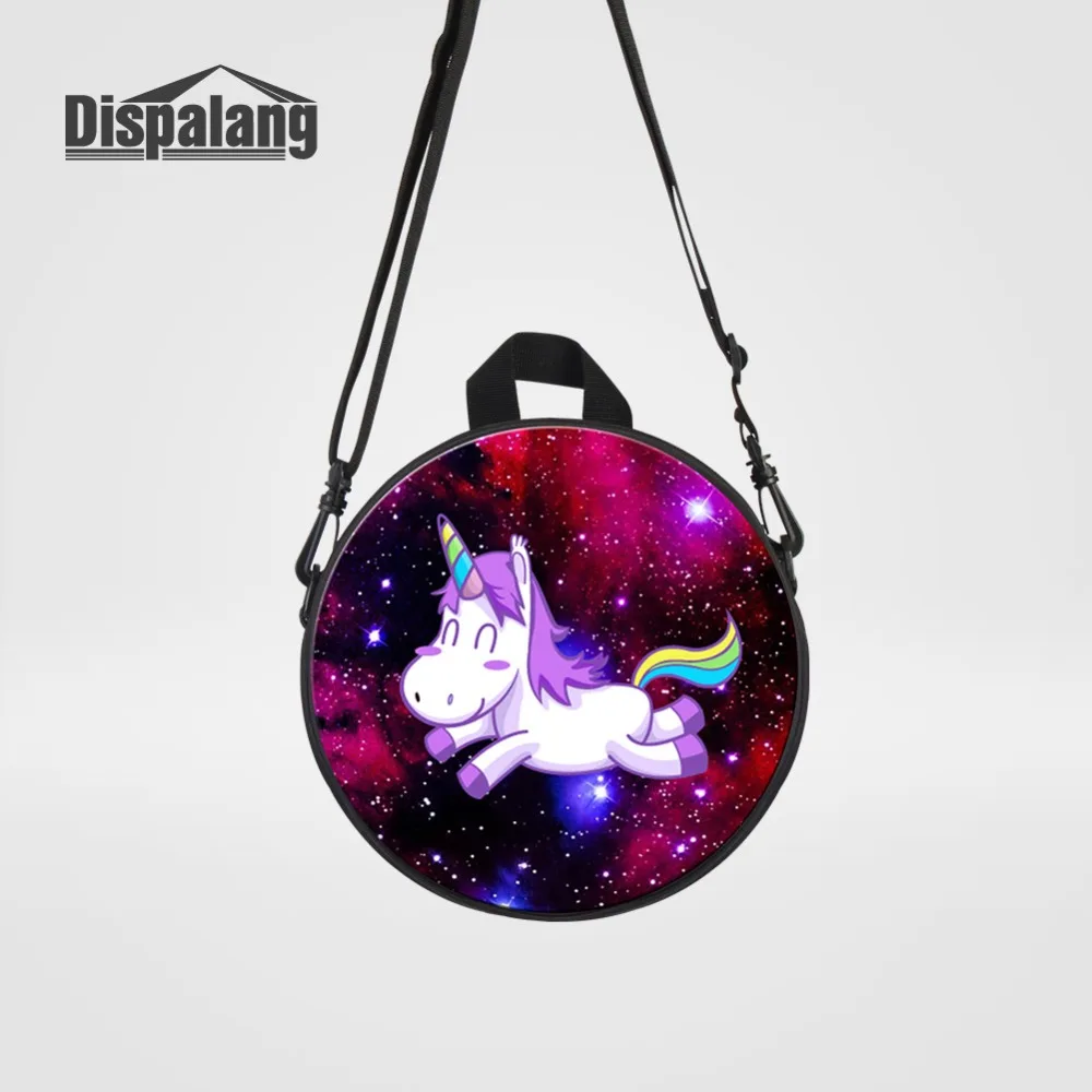 

Female Cute Round Messenger Bags For School Unicorn Universe Space Crossbody Schoolbag For Toddler Mini Bagpack Women Handbags