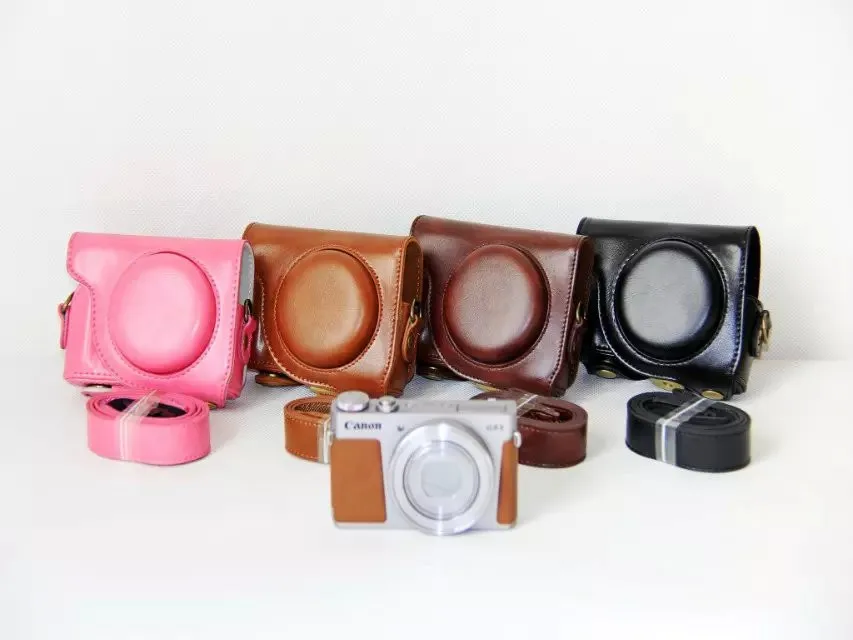 PU Leather Camera Bag Case For Canon Powershot G9X Mark II