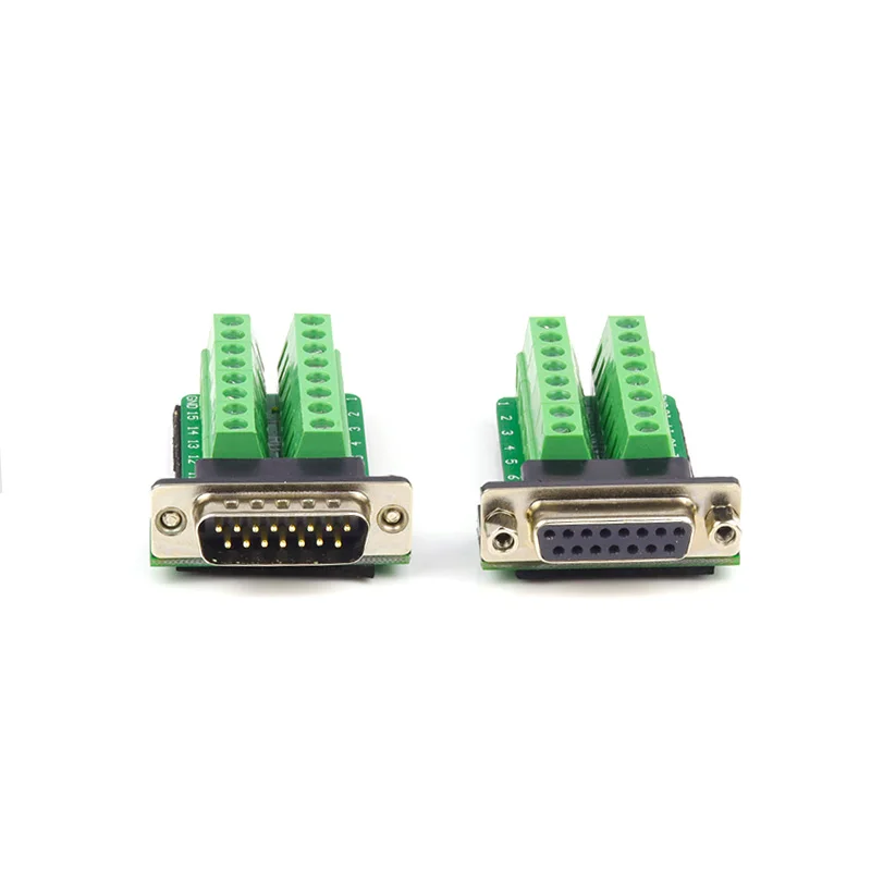 DB15 Connectors D-SUB15 Male 2 Row 15 Pin Plug Breakout Terminals Board Connector Nut Type DB15 female No welding connector DIY