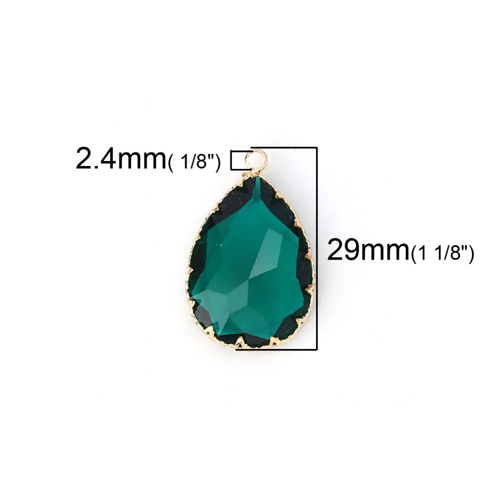 DoreenBeads Copper & Glass Charms Drop Gold Transparent Clear Faceted Colorful Findings 29mm(1 1/8