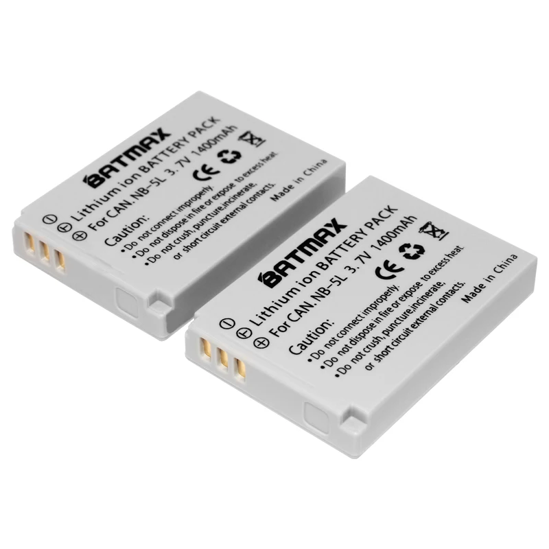 Premium 2-Pack of NB-5L Batteries -1400mAh for Canon PowerShot SX230 HS, SX210 HS, SX200 HS, S100, S110 Digital Camera