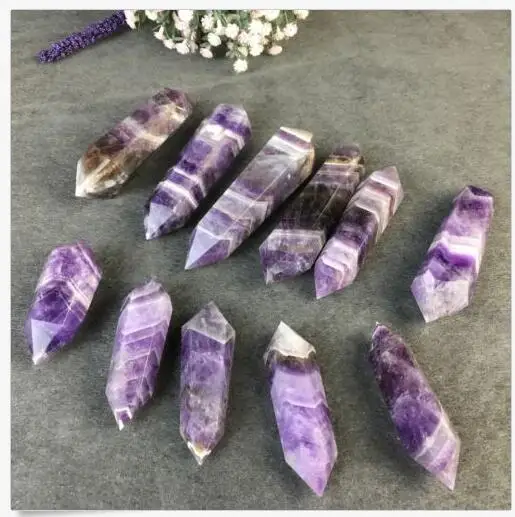 2.2LB natural dreamy amethyst quartz crystal obelisk double point wand healing