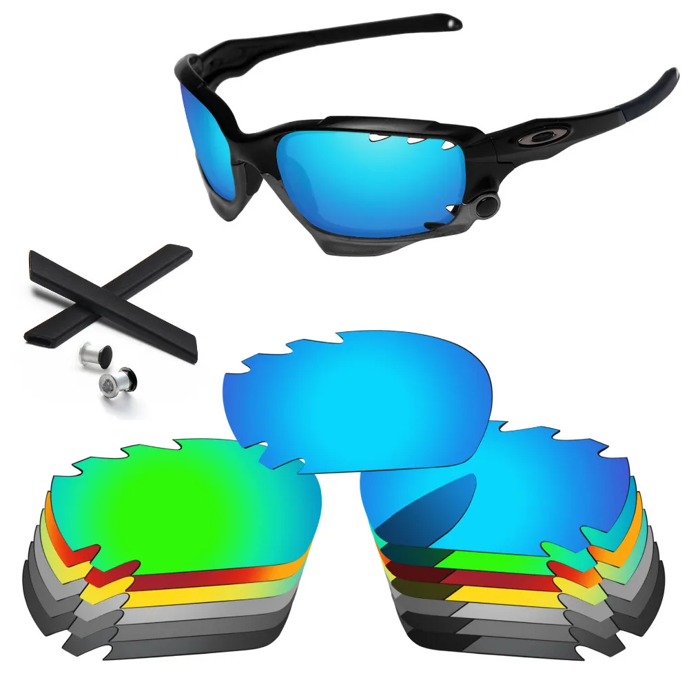 Bsymbo Polarized Replacement Lenses and Black Earsocks & Bolt for-Oakley Racing Jacket Vented Sunglasses - Multiple Options