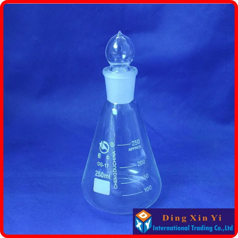 (6pieces/lot)250ml conical flask with cover,Conical flask with stopper,high borosilicate glass, high quality