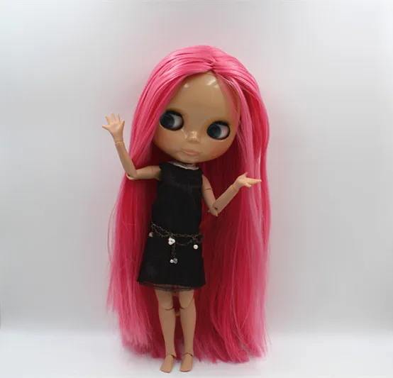 Blygirl Blyth doll Nude dolls union body peach pink straight hair Tan skin 19 joint DIY doll can change makeup