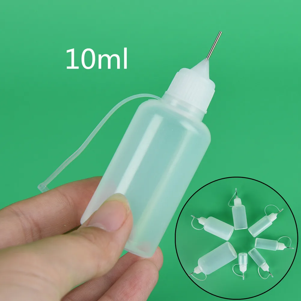 1pc 10ml Empty Squeezable Bottle Needle Tip Needle   Empty Bottle Metal Needle Cap White Plastic Dropper Bottles