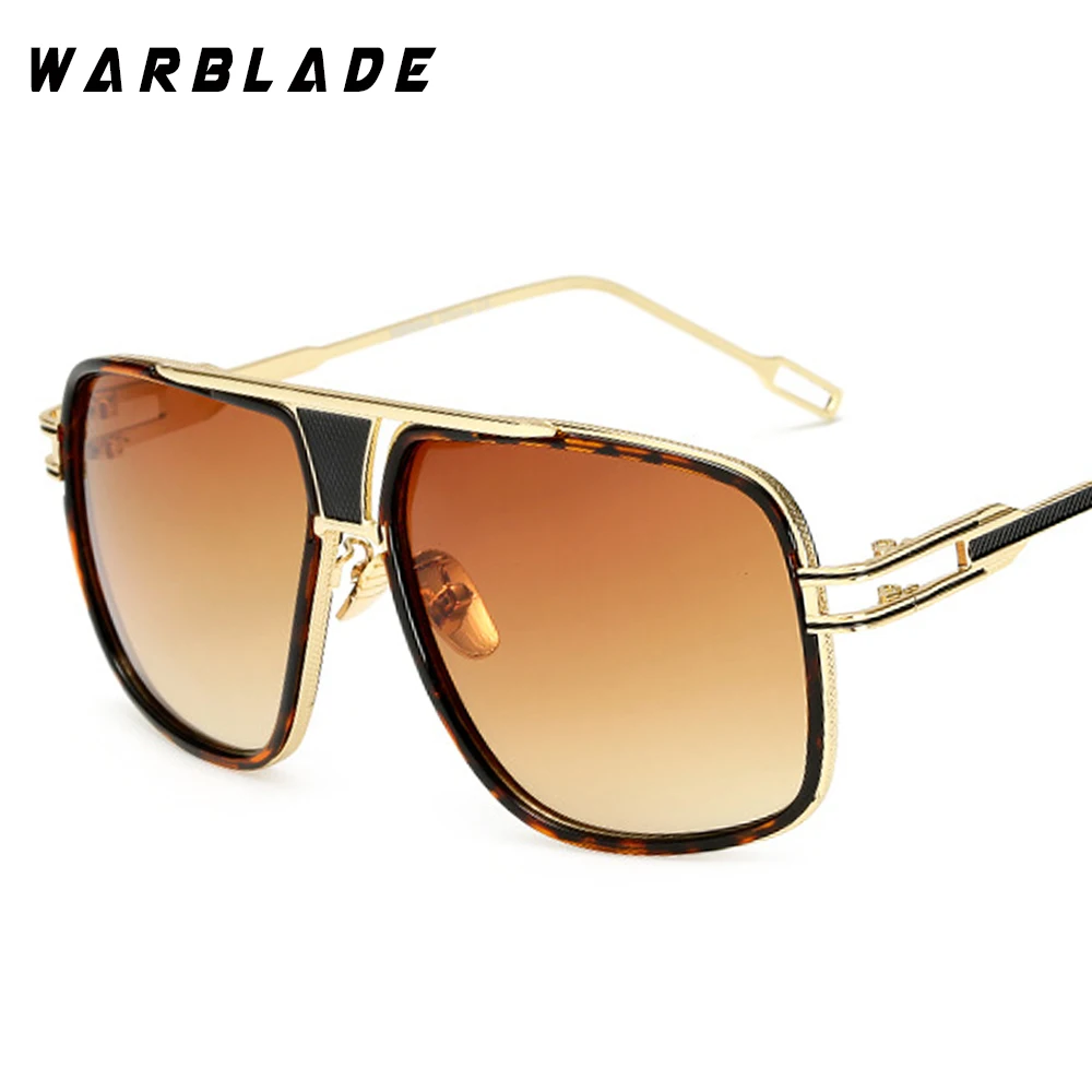 18K Gold Plated Square Men Sunglasses Women Couple Flat Top Luxury Brand Design Ladies Sunglasses Shades Brad Sun Glasses