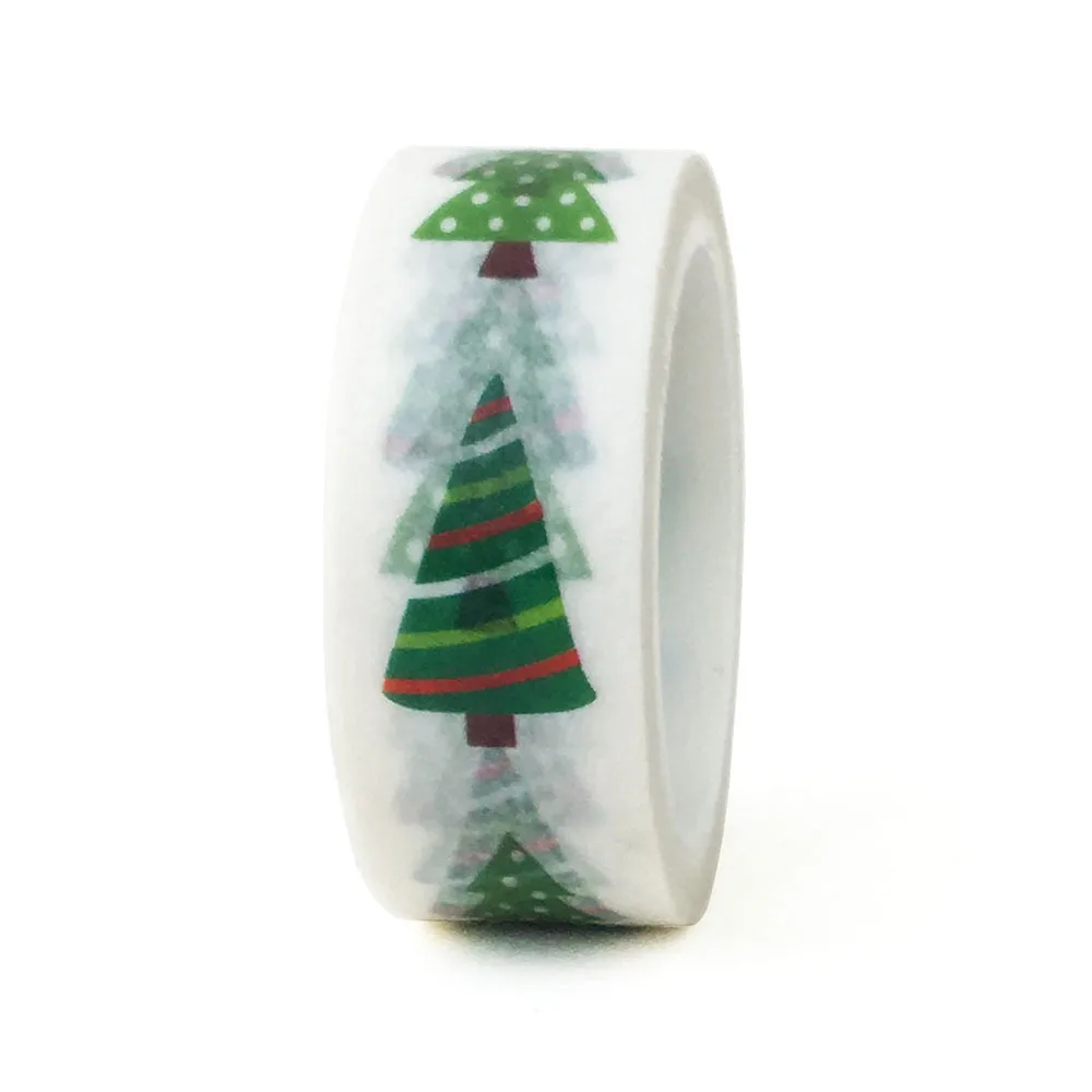 Fita de washi para decoração de natal, 20 espaços, acessórios de presente, pinheiro verde, faça você mesmo, fita de papelaria fofa